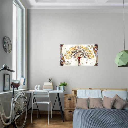 Runa Art Bild Modern Wandbilder Wohnzimmer Schlafzimmer 1 Teilig - Made In Germany - Gustav Klimt - Baum des Lebens Grün Flur 004615b