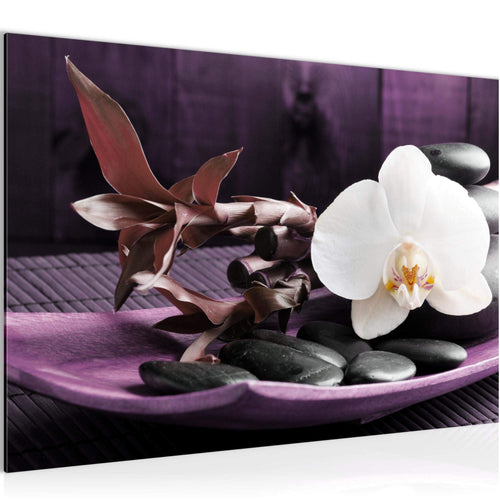 Runa Art Bild Feng Shui Orchidee Modern Wandbilder Wohnzimmer Schlafzimmer 1 Teilig - Made In Germany - Relax Lila Violett Flur 502315b