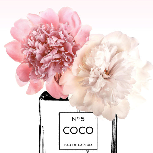 Novart Wandbilder Set Blumen Pfingstrosen Coco - KEIN EXTRA RAHMEN BENÖTIGT -  Modern Deko  - Wohnzimmer Mädchen Teenager N009463a