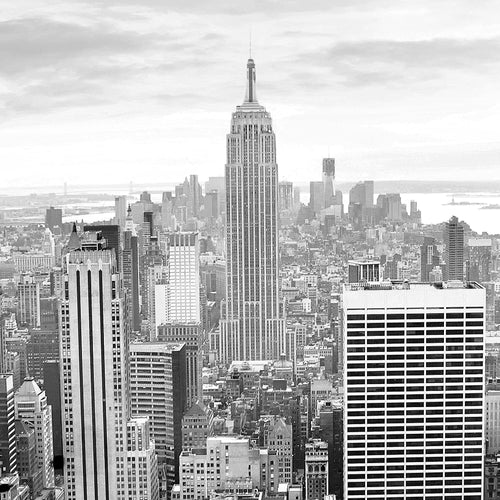 Runa Art Bild Wohnzimmer Büro New York Skyline 5 Teilig Städte Schwarz Weiss Wandbilder auf Vlies Leinwand 010253c