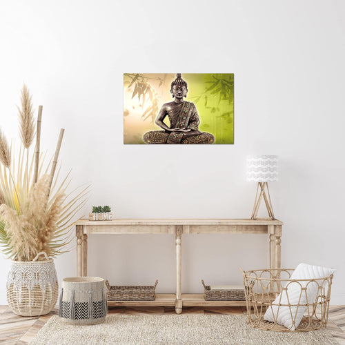 Runa Art Bild Buddha Modern Wandbilder Wohnzimmer Schlafzimmer 1 Teilig - Made In Germany - Feng Shui Beige Flur 500315c