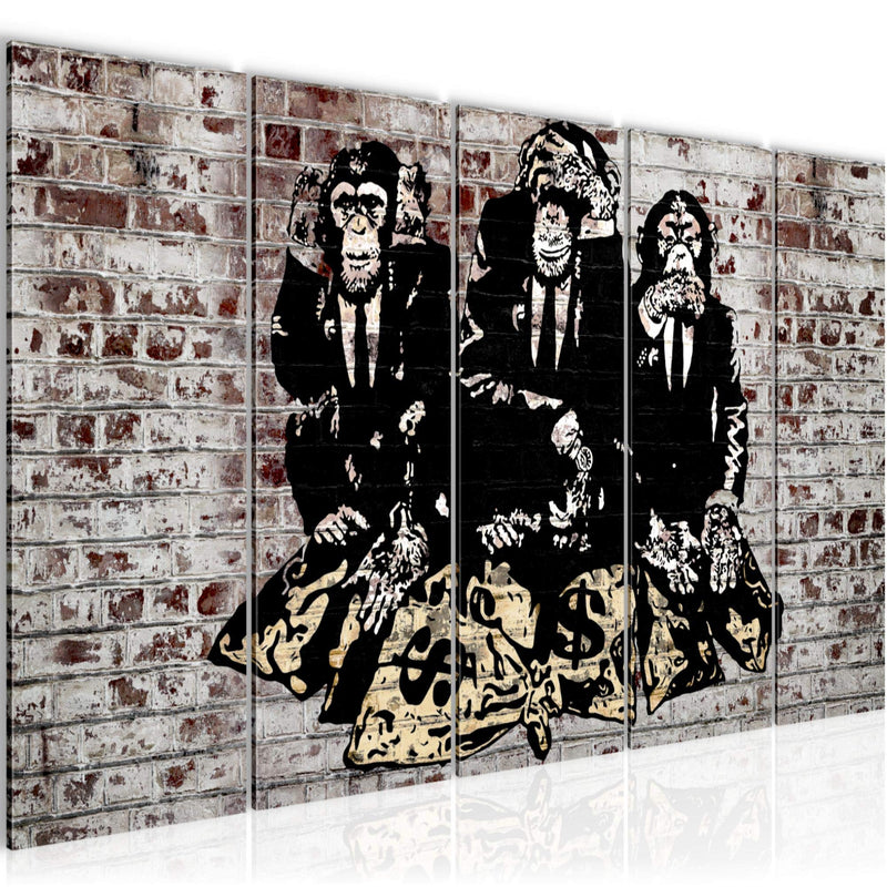 Runa Art Bild Street Art Affen Wandbilder auf Vlies Leinwand 5 Teilig Wanddekoration Loft Wohnzimmer 303456c