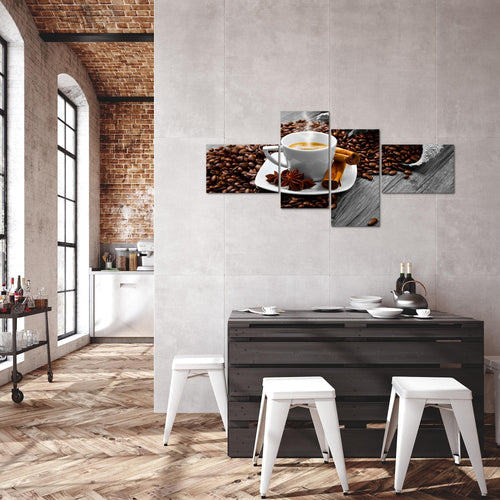 Runa Art Wandbilder Set XXL Küche KaffeeEsszimmer Küchenbilder Braun 4 Teilig - Made in Germany - 501845b