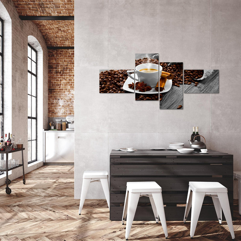Runa Art Wandbilder Set XXL Küche KaffeeEsszimmer Küchenbilder Braun 4 Teilig - Made in Germany - 501845b