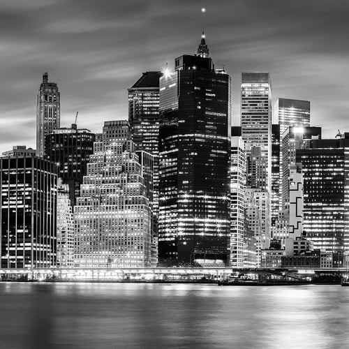 Runa Art Wandbilder New York City 5 Teilig Bild auf Vlies Leinwand Deko Wohnzimmer Büro USA Schwarz Weiss 010052b