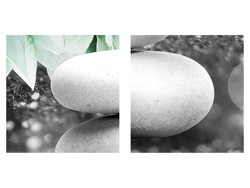 Runa Art Bild Modern Blumen Magnolien - Made in Germany - Wandbilder Abstrakt Grau Türkis 4 Teilig 035442b