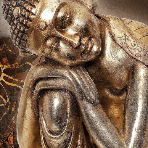 Runa Art Wandbilder Feng Shui Bild XXL Wohnzimmer Schlafzimmer Büro Buddha Gold 120 x 80 cm 3 Teilig 041331a
