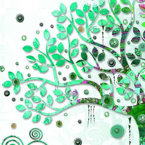 Runa Art Bilder Set 4 Teilig Gustav Klimt Baum des Lebens Wandbilder XXL Wohnzimmer 160 x 50 cm Grün Modern 004646b