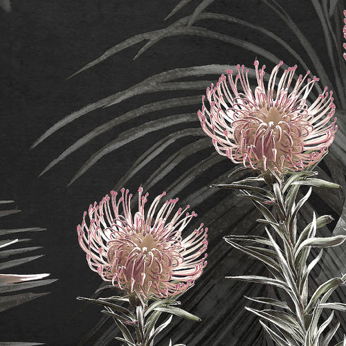 Runa Art Wandbild Blumen 100 x 40 cm Modern Bild auf Vlies Leinwand Vintage Natur Wohnzimmer Grau 043312c