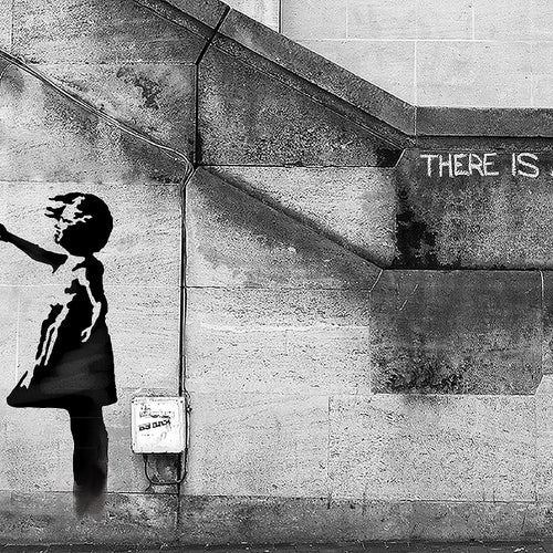 Runa Art Bild Banksy Ballon Girl Modern Wandbilder Loft Wohnzimmer 1 Teilig - Made In Germany - Street Art Red Flur 301615a