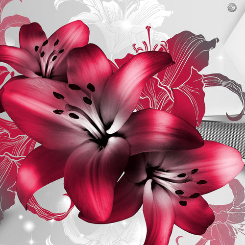 Runa Art - Bilder Blumen Lilien 200 x 100 cm 5 Teilig XXL Wanddekoration Design Rot 017351b