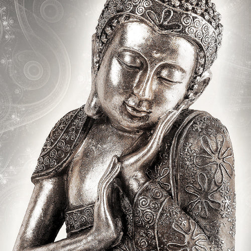Runa Art Wandbild XXL Buddha Zen Wohnzimmer Schlafzimmer 200 x 80 cm Grau 5 Teilig - Made in Germany - 041655b