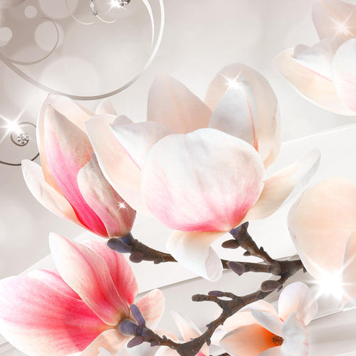 Runa Art Wandbilder Blumen Abstrakt 5 Teilig Bild auf Vlies Leinwand Deko Wohnzimmer 3D Optik Grau Rosa 035352a