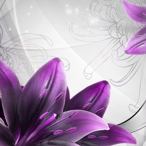 Runa Art Bild Wohnzimmer Schlafzimmer Blumen Lilien 5 Teilig Abstrakt Grau Rot Wandbilder auf Vlies Leinwand 036853a