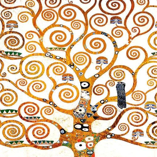 Runa Art - Bilder Gustav Klimt Baum des Lebens 120 x 40 cm 3 Teilig Wandbild auf Vlies Leinwand Gelb Mehrteilig Modern 700033a