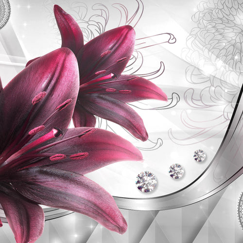 Runa Art Bild Blumen Lilien Modern Wandbilder Wohnzimmer 1 Teilig - Made In Germany - Abstrakt Grau Rot Flur 036815a