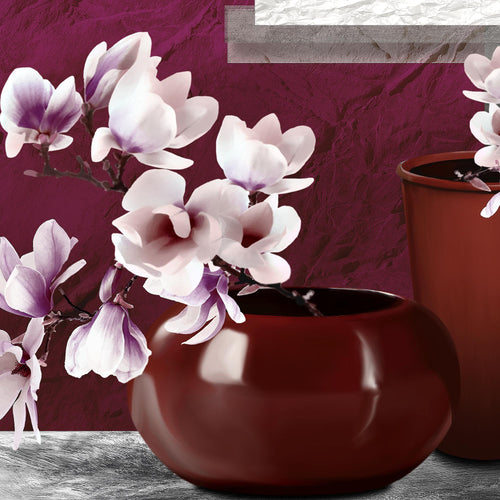 Runa Art - Bilder Blumen Abstrakt 200 x 100 cm 5 Teilig XXL Wanddekoration Design Grau Rot 035251a