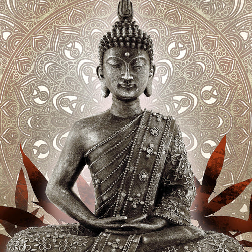 Runa Art Bild Buddha Modern Wandbilder Wohnzimmer Schlafzimmer 1 Teilig - Made In Germany - Feng Shui Beige Braun Flur 031215b