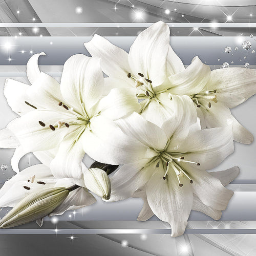 Runa Art Bild Blumen Pflanzen Modern Wandbilder Wohnzimmer Schlafzimmer Büro 1 Teilig - Made in Germany - Weiß Blumen Flur 021714c