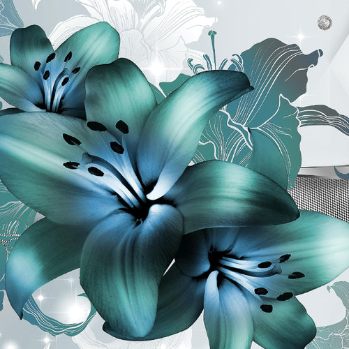 Runa Art Bild XXL 4 Teilig Blumen Lilien 200 x 100 cm Kunstdruck auf Vlies Leinwand Wanddeko Wohnzimmer Schlafzimmer 016541a