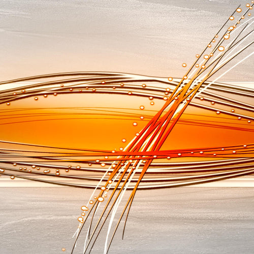 Runa Art Wandbild Abstrakt 100 x 40 cm Modern Bild auf Vlies Leinwand Orange Wohnzimmer Schlafzimmer Büro Wellen 103312c