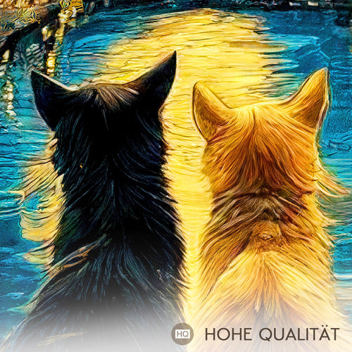 Runa Art Wandbild Tiere 100 x 40 cm Modern Bild auf Vlies Leinwand Nachtblau Wohnzimmer Schlafzimmer Büro Hunde 058412a