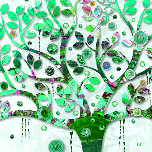 Runa Art - Bilder Gustav Klimt Baum des Lebens 200 x 100 cm 5 Teilig XXL Wanddekoration Design Grün 004651b