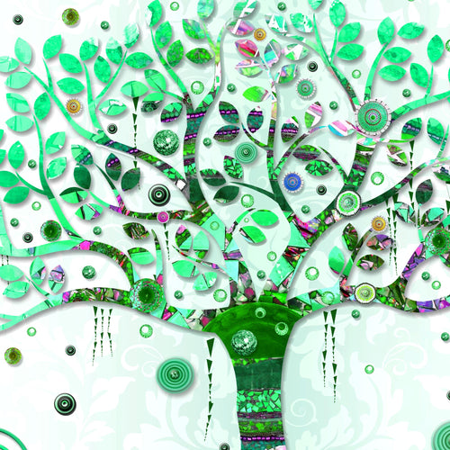Runa Art Wandbild XXL Gustav Klimt - Baum des Lebens Wohnzimmer 200 x 80 cm Grün 5 Teilig - Made in Germany - 004655b