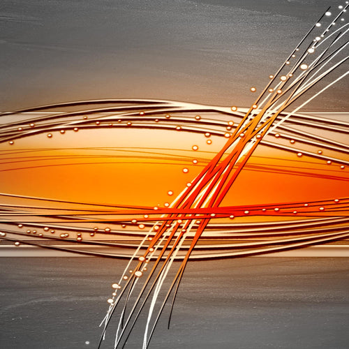 Runa Art Wandbild Abstrakt 100 x 40 cm Modern Bild auf Vlies Leinwand Orange Wohnzimmer Schlafzimmer Büro Wellen 103312a