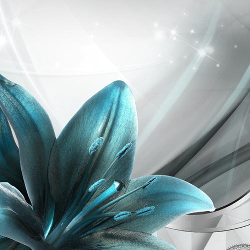 Runa Art Bild Modern Blumen Lilien - Made in Germany - Wandbilder Abstrakt Grau Blau 4 Teilig 036842c