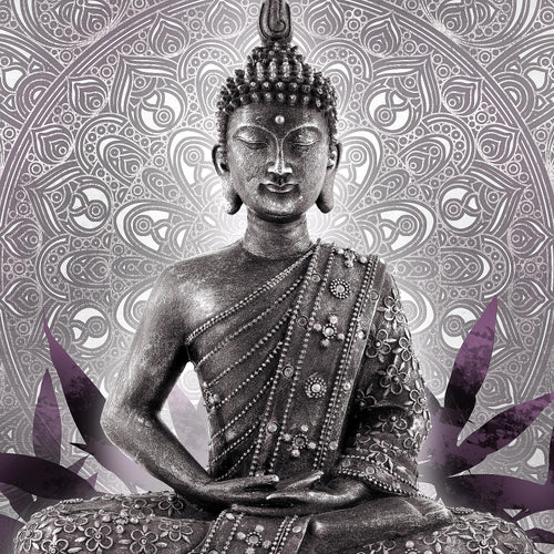 Runa Art Wandbilder Buddha Bild XXL Wohnzimmer Schlafzimmer Schwarz Weiss Orientalisch 120 x 80 cm 3 Teilig 031231c