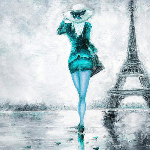 Runa Art Wandbilder Paris Eifelturm Bild XXL Wohnzimmer Schlafzimmer Türkis Grau Abstrakt 120 x 80 cm 3 Teilig 035631b