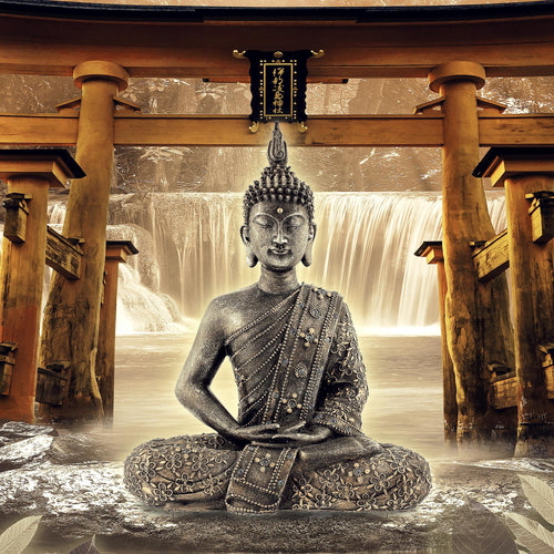 Runa Art Wandbilder Feng Shui Buddha 5 Teilig Bild auf Vlies Leinwand Deko Wohnzimmer Schlafzimmer Wellness Zen Braun 036452b