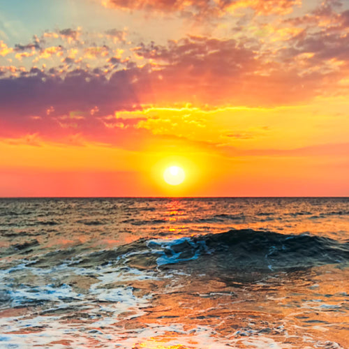 Runa Art Bild Strand Meer Modern Wandbilder Wohnzimmer Schlafzimmer 1 Teilig - Made In Germany - Sonnenuntergang Orange Flur 044515a