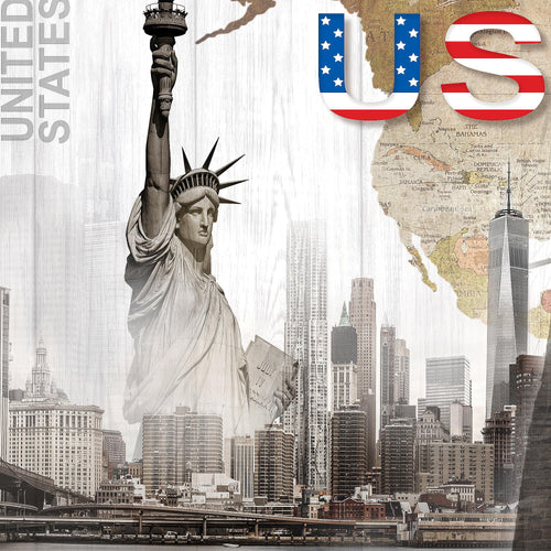 Runa Art Bild New York Wandbilder auf Vlies Leinwand 5 Teilig Wanddekoration Wohnzimmer Büro 034756a