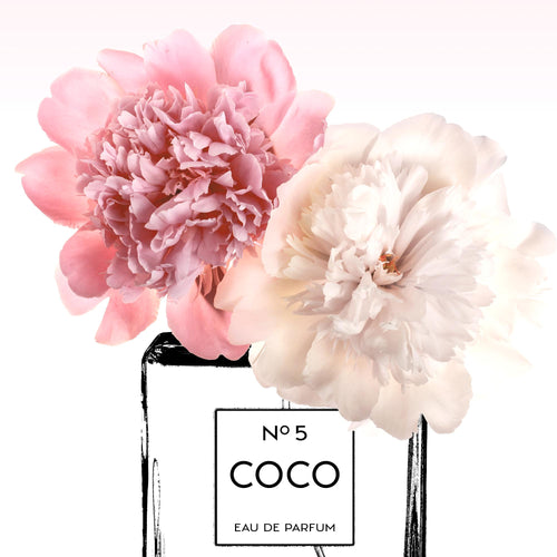 Novart Wandbilder Set Blumen Pfingstrosen Coco - KEIN EXTRA RAHMEN BENÖTIGT -  Modern Deko  - Wohnzimmer Mädchen Teenager N009463a