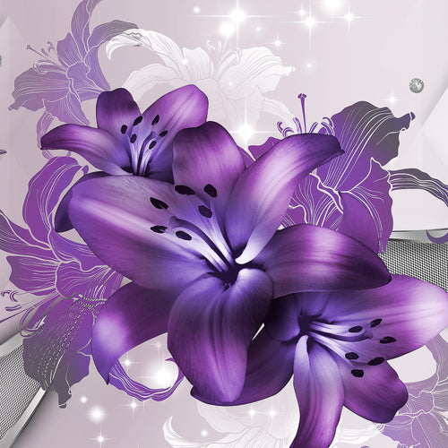 Runa Art Wandbilder Blumen Lilien Bild XXL Wohnzimmer Schlafzimmer Violett Lila Abstrakt 120 x 80 cm 3 Teilig 016531c