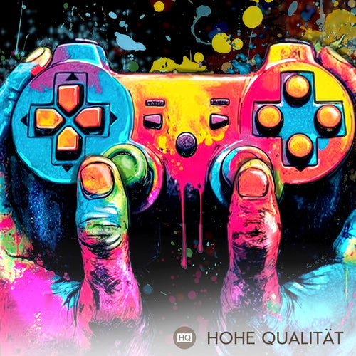 Novart Wandbilder Set Gamer - KOMPLETT AUFHÄNGFERTIG - Kinderzimmer Deko - 3 Moderne Bilder Videospiel - N041235a