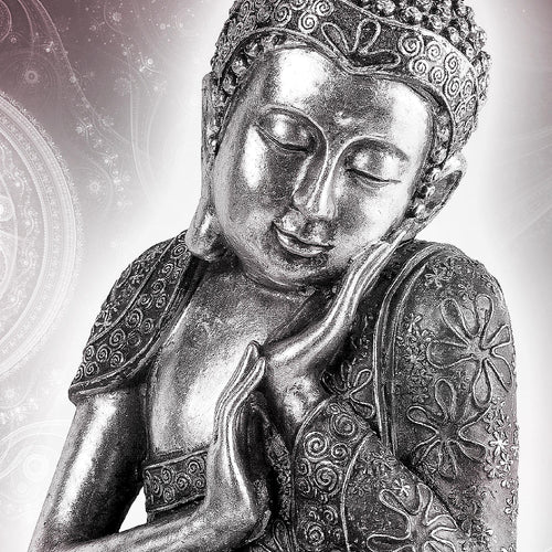 Runa Art Bild Buddha Zen Modern Wandbilder Wohnzimmer Schlafzimmer 1 Teilig - Made In Germany - Feng Shui Rosa Grau Flur 041615c