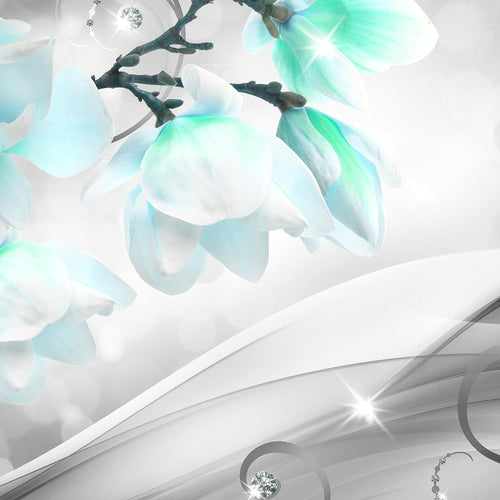 Runa Art Bild Blumen Abstrakt Modern Wandbilder Wohnzimmer 1 Teilig - Made In Germany - Diamant Grau Türkis Flur 035315c