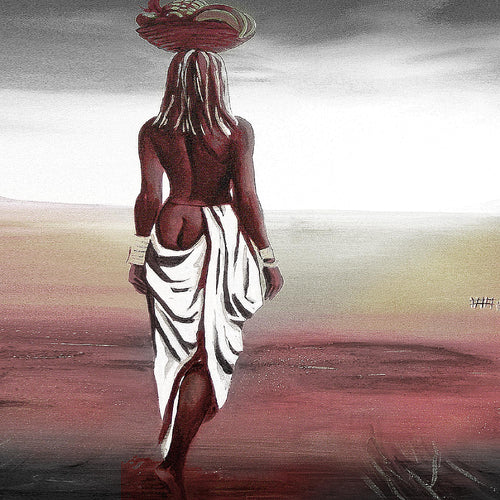 Runa Art Wandbild Afrika 100 x 40 cm Modern Bild auf Vlies Leinwand Rot Wohnzimmer Schlafzimmer Büro Landschaft 001612b
