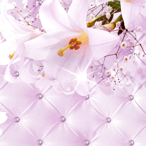 Runa Art - Bilder Blumen Abstrakt 120 x 40 cm 3 Teilig Wandbild auf Vlies Leinwand Rosa Lila Mehrteilig Modern 030333b