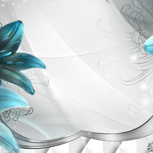 Runa Art Wandbild Blumen Lilien 1 Teilig 100 x 40 cm Modern Bild auf Vlies Leinwand Abstrakt Wohnzimmer Grau Blau 036812c