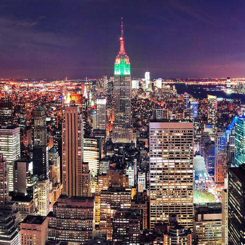 Runa Art Bild New York Skyline Modern Wandbilder Wohnzimmer Büro 1 Teilig - Made In Germany - Städte Violett Lila Flur 036215a