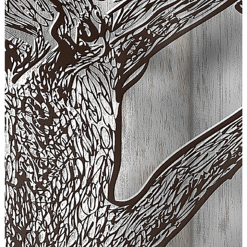 Runa Art Wandbild Baum Abstrakt 1 Teilig 100 x 40 cm Modern Bild auf Vlies Leinwand Holzmotiv Wohnzimmer Türkis Grau 039912c