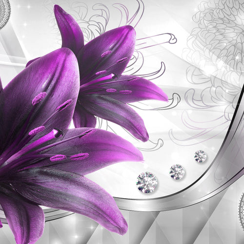 Runa Art Wandbilder Blumen Lilien Bild XXL Wohnzimmer Schlafzimmer Grau Violett Abstrakt 120 x 80 cm 3 Teilig 036831b