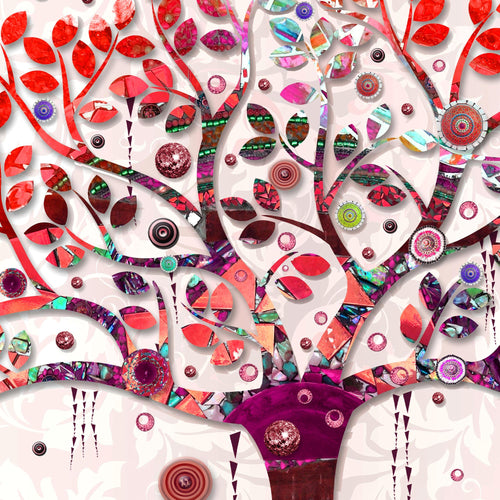 Runa Art - Bilder Gustav Klimt Baum des Lebens 200 x 100 cm 5 Teilig XXL Wanddekoration Design Rosa 004651c
