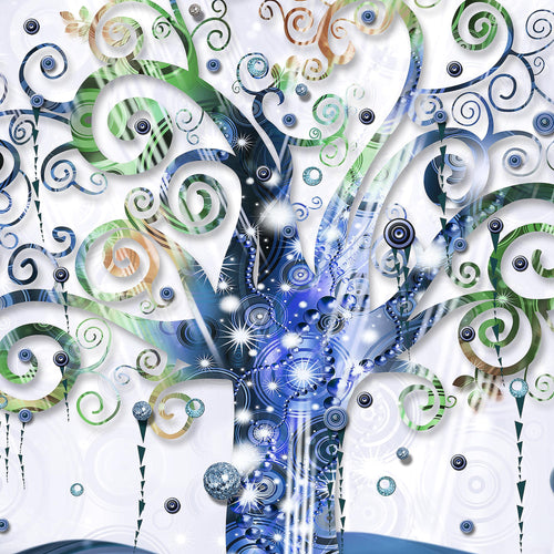 Runa Art - Bilder Gustav Klimt Baum des Lebens 200 x 100 cm 5 Teilig XXL Wanddekoration Design Blau 003051b