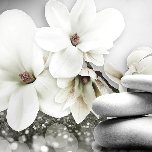 Runa Art Bild Wohnzimmer Schlafzimmer Blumen Magnolien 5 Teilig Abstrakt Schwarz Weiss Wandbilder auf Vlies Leinwand 035453c