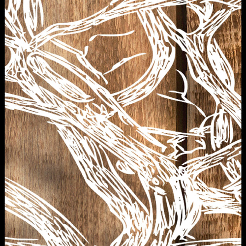 Runa Art Wandbild Baum Abstrakt 1 Teilig 100 x 40 cm Modern Bild auf Vlies Leinwand Holzmotiv Wohnzimmer Beige Braun 039912a